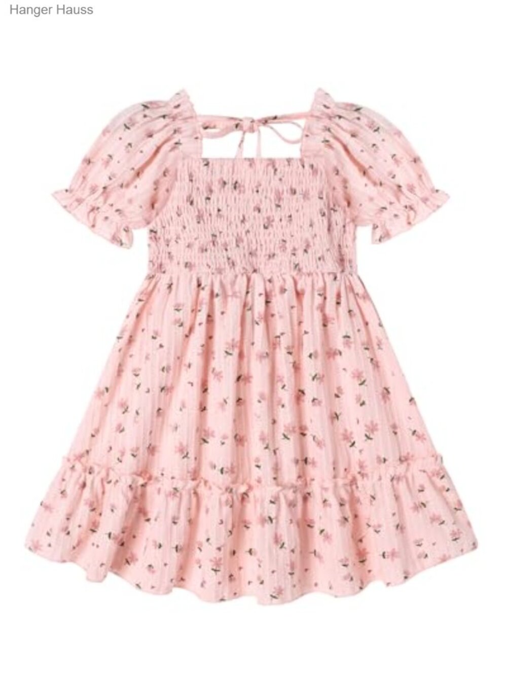 Toddler Girls Cotton Floral Smock Dress Puff Sleeve Boho Summer